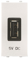 Механизм USB зарядного устройства, 1М, 2000 мА, 5В, серия Zenit, цвет альпийский белый