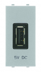 Механизм USB зарядного устройства, 1М, 750 мА, серия Zenit, цвет серебристый