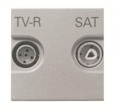 Розетка TV-R-SAT проходная с накладкой, серия Zenit, цвет серебристый