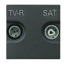 Розетка TV-R-SAT одиночная с накладкой, серия Zenit, цвет антрацит