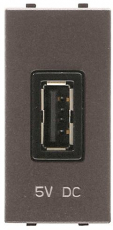 Механизм USB зарядного устройства, 1М, 2000 мА, 5В, серия Zenit, цвет антрацит