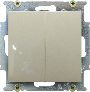 Выключатель двухклавишный ABB Basic 55 (шампань) Выключатель двухклавишный ABB Basic 55 (шампань)