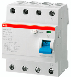 Выключатель дифференциального тока ABB 4 полюса F204 AC-63/0,3 Выключатель дифференциального тока ABB 4 полюса F204 AC-63/0,3