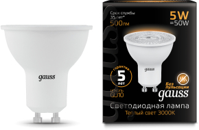 Лампа Gauss LED MR16 GU10 5W 2700K Лампа Gauss LED MR16 GU10 5W 2700K