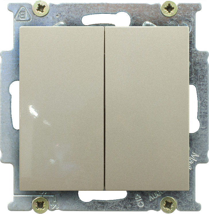 Выключатель двухклавишный ABB Basic 55 (шампань) Выключатель двухклавишный ABB Basic 55 (шампань)
