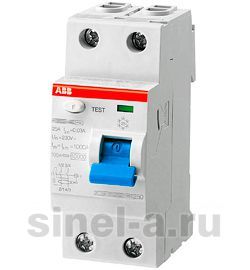 Выключатель дифференциального тока УЗО ABB 2 полюса F202 A S-100/0,3