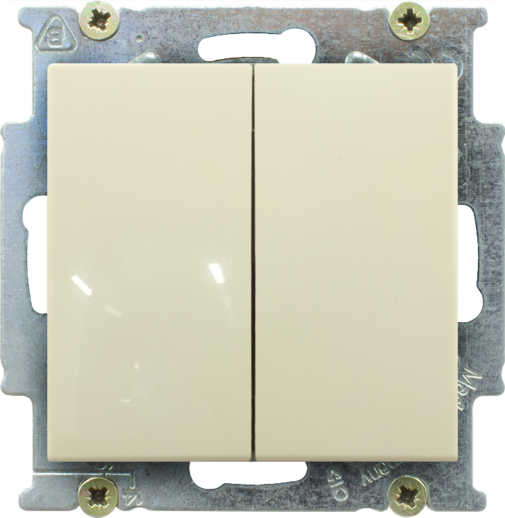 Выключатель двухклавишный ABB Basic 55 (слоновая кость) Выключатель двухклавишный ABB Basic 55 (слоновая кость)