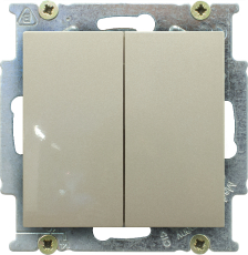 Выключатель двухклавишный ABB Basic 55 (шампань) Выключатель двухклавишный ABB Basic 55 (шампань)