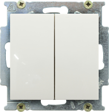Выключатель двухклавишный ABB Basic 55 (шале-белый) Выключатель двухклавишный ABB Basic 55 (шале-белый)