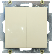Выключатель двухклавишный ABB Basic 55 (слоновая кость) Выключатель двухклавишный ABB Basic 55 (слоновая кость)